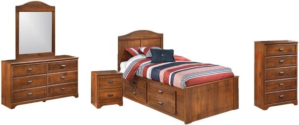Signature Design by Ashley® Barchan 5-Piece Medium Brown Twin Panel Bed Set-0
