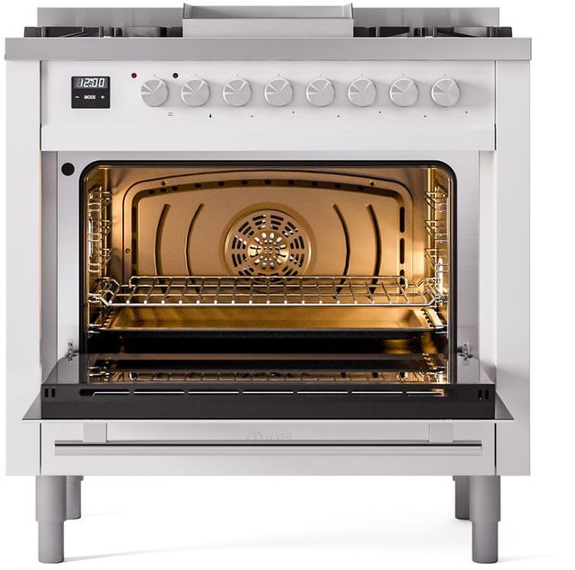 Ilve® Professional Plus II 36" White Pro Style Dual Fuel Range-2