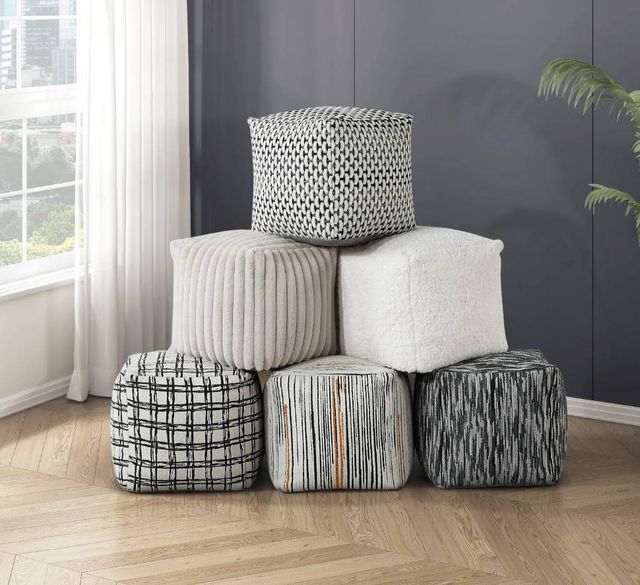 Homelegance® Easley Black/Orange/White Pouf-3