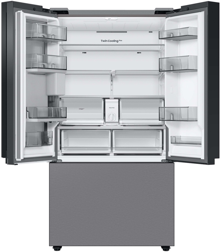 Samsung Bespoke 36 in. 30.0 Cu. Ft. Stainless Steel 3-Door French Door Refrigerator with Beverage Center