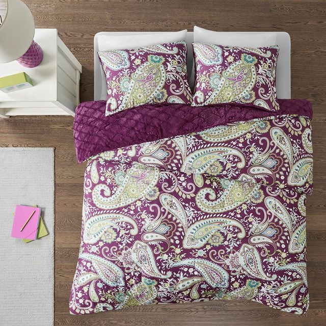 Olliix by Intelligent Design Melissa Purple Twin Reversible Comforter Mini Set-2