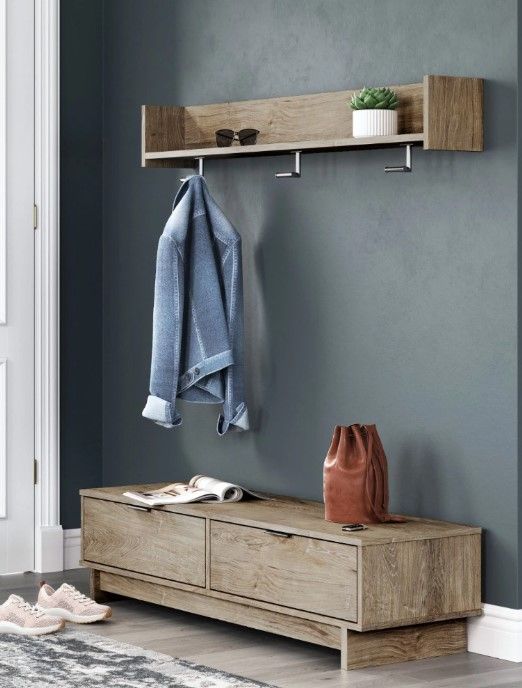 Signature Design by Ashley® Oliah Natural Wall Mounted Coat Rack with Shelf-2