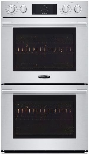 front view of the Signature Kitchen Suite 30" Stainless Steel Double Electric Wall Oven