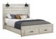 Monarch Specialties Inc. Bleached Oak Queen Panel Bed with 2 Lights and USB-0