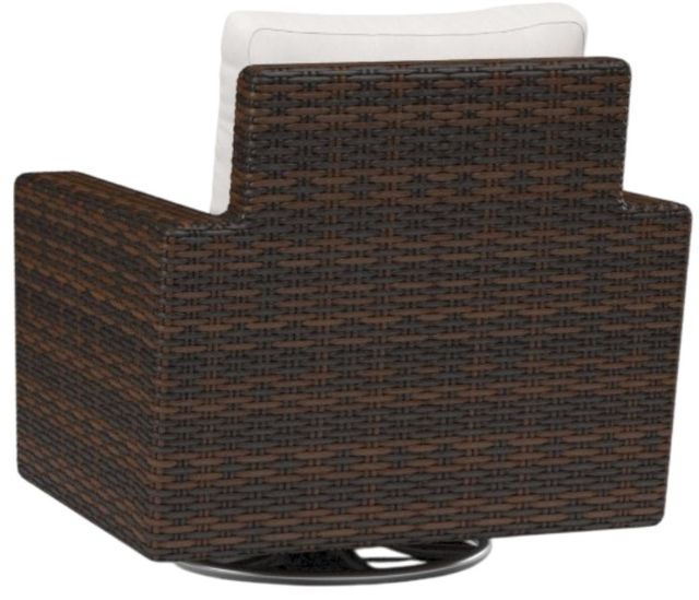 Sunset West Montecito Cognac Resin Wicker Outdoor Swivel Club Chair with Canvas Flax Cushion-2
