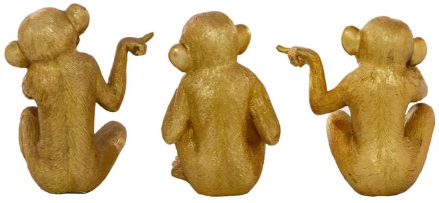 Deco Marche 3-Piece Gold Monkey See No Evil Sculpture-2