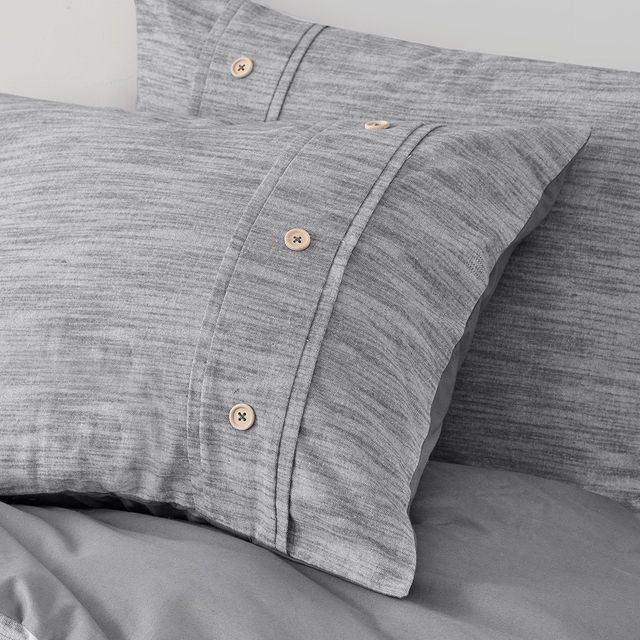 Olliix by Clean Spaces Dover 5 Piece Organic Cotton Oversized Grey King/California King Comforter Cover Set-4