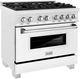 ZLINE 36" Satin Stainless Steel Pro Style Dual Fuel Range with White Matte Door-3