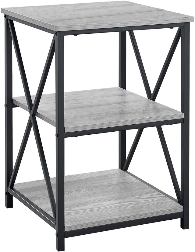 Monarch Specialties Inc. Grey 26"H Three Tier Black Metal Accent Table-0