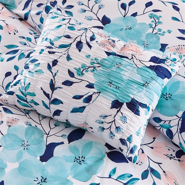 Olliix by Intelligent Design Delle Blue Full/Queen Reversible Comforter Set-3
