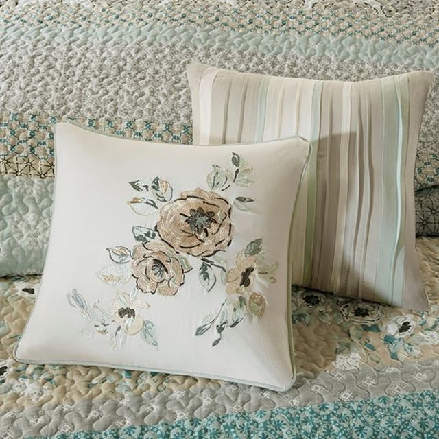 Olliix by Madison Park Green King/California King Willa 6 Piece Reversible Coverlet Set-4