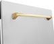 ZLINE Autograph Edition 24" Satin Stainless Steel Built In Dishwasher with Polished Gold Handle-4