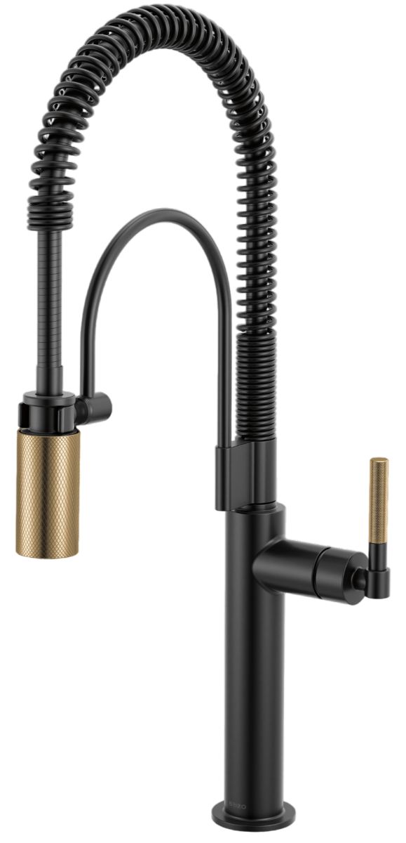 Brizo Litze® Brilliance® Luxe Gold®/Matte Black Semi-Professional Kitchen Faucet with Knurled Handle-0