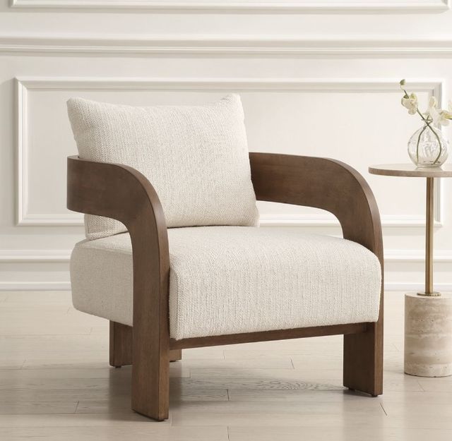 Uttermost® Rowan Ivory/Walnut Accent Chair-1