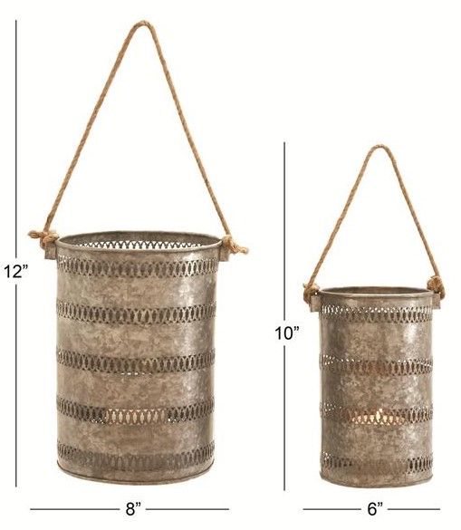 Deco Marche 2-Piece Gray Coastal Lantern Set-2