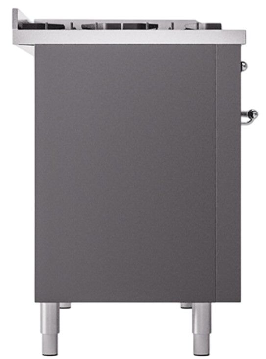 Ilve® Nostalgie II Noblesse 48'' Graphite Matte Pro Style Dual Fuel Range with Chrome Trim-2