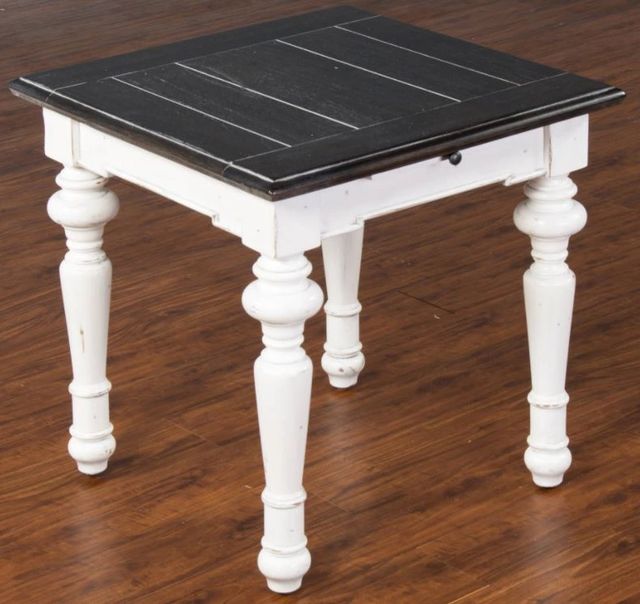 Sunny Designs™ European Cottage Weathered Brown End Table with Antique White Base-1