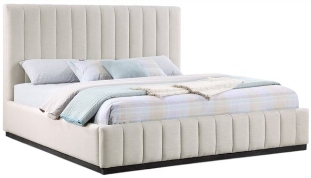 Meridian Furniture Lucia Beige King Upholstered Panel Bed-0