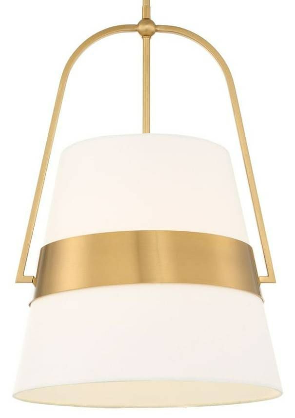 Uttermost® Harness Warm Brass/White Pendant-3