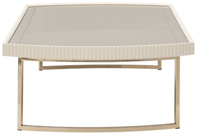 Michael Amini® Lisbon Mirrored Silken Matte Cream Cocktail Table with Gold Base-3