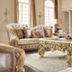Homey Design 2-Piece Beige/Metallic Antique Gold Sofa Set-0