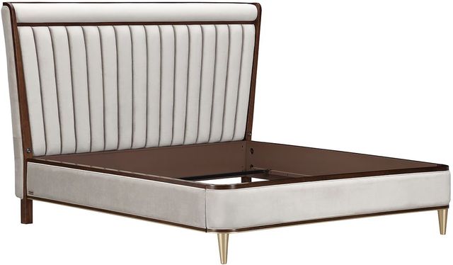 Michael Amini® Houston Mushroom Gray California King Channel Tufted Panel Bed-0