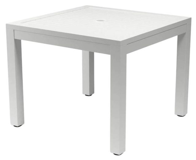 Sunset West Naples Satin White Metal Square Outdoor Dining Table-1