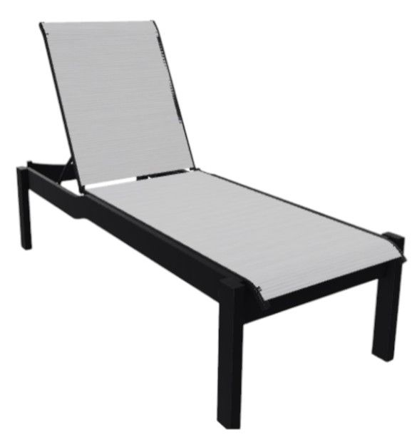 Telescope Casual Leeward Abalone/Black Fabric/Polymer Outdoor MGP Sling Lay-Flat Stacking Armless Long Frame Chaise with Wheels-0