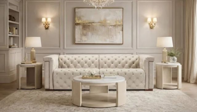 Hooker® Furniture Westwood White Side Table with Polished Limestone Base-1