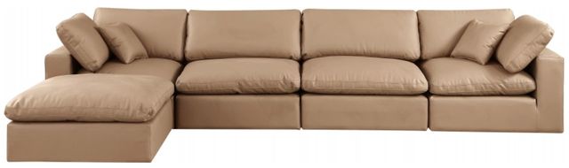 Meridian Furniture Comfy 5-Piece Tan L-Shape Vegan Leather Sectional -2