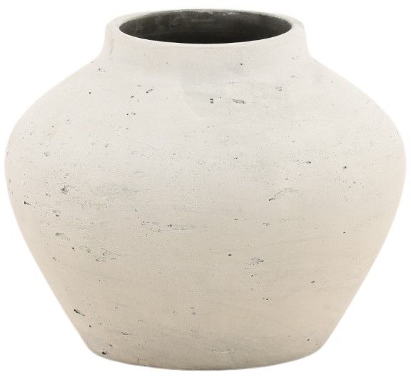 Dovetail Furniture Jocasta Antique White 9" Cement Outdoor Vase-0