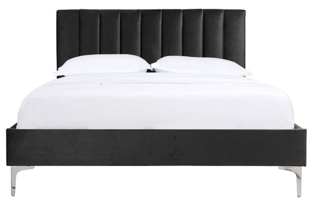 Mazin Furniture Melina Black Queen Upholstered Platform Bed-0
