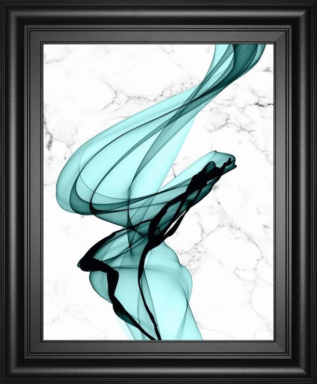 Classy Art Teal Ribbons I by Irena Orlov Framed Wall Art-0