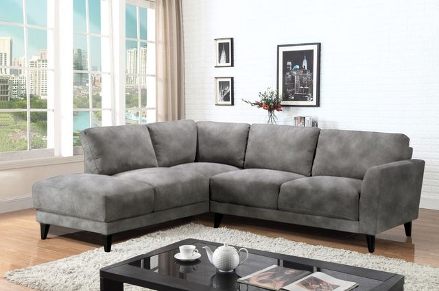 Mazin Furniture Dorian 2-Piece Grey Left-Arm Facing Loveseat Sectional and Chaise-1