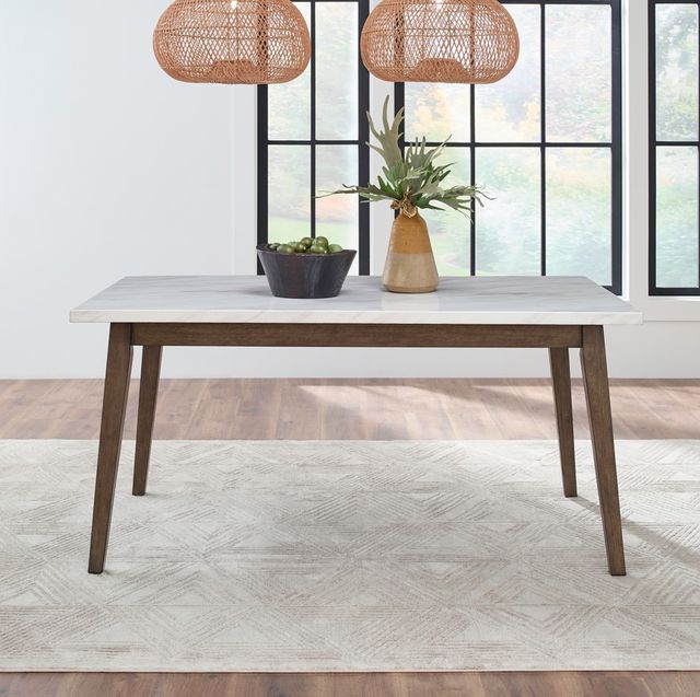 Liberty Furniture Edison White Rectangular Leg Table with Brownstone Base-1