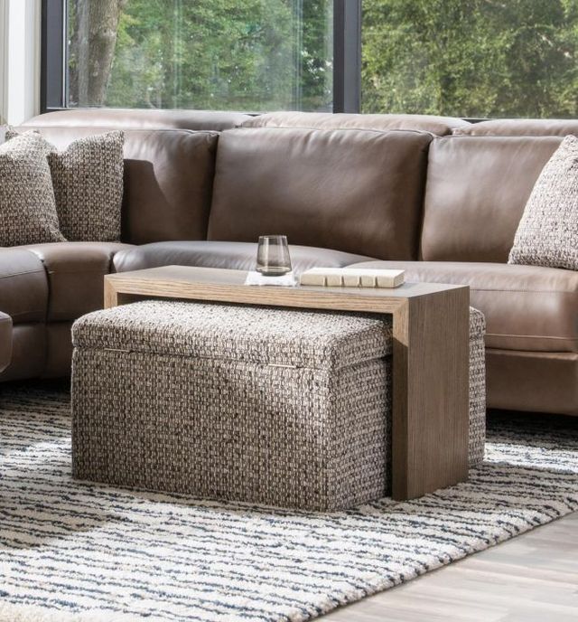 Legacy Classic Solana Cobblestone/Positano Clay Storage Ottoman with Wood Top-2