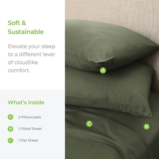 Cariloha Aloha 4-Piece Coastal Pine Split King Soft Sheet Set-1