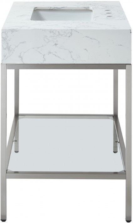 Meridian Furniture Marmo White/Brushed Chrome 36" Bathroom Vanity-4