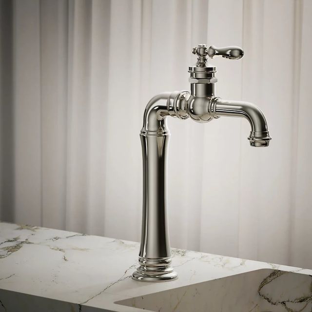 KOHLER® Artifacts® Gentleman's® Vibrant Polished Nickel Single-Handle Bathroom Sink Faucet-3