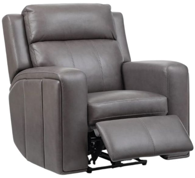 Flexsteel® Wyatt Gunmetal Gray Leather Power Recliner with Power Headrest and Lumbar-1