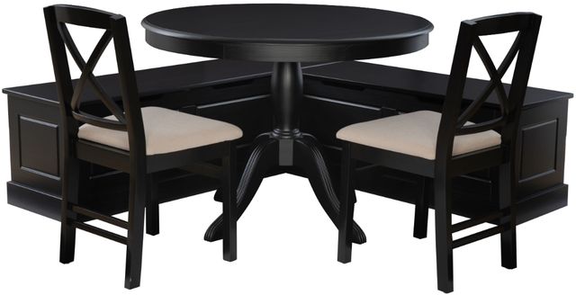 Linon Norah 4-Piece Black Nook Dining Set-0