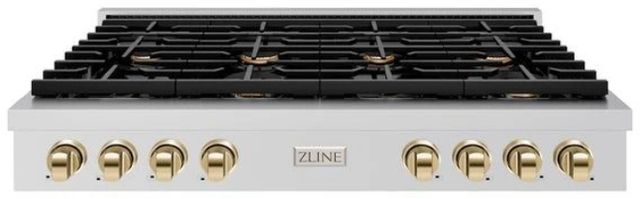 ZLINE Paramount Autograph Edition 48" Stainless Steel Gas Cooktop with Polished Gold Accents-0