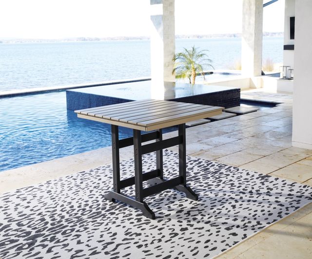 Signature Design by Ashley® Fairen Trail Driftwood Outdoor Counter Height Dining Table with Black Base-3