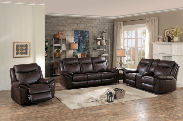 Homelegance® Aram Dark Brown Manual Glider Double Reclining Loveseat-1