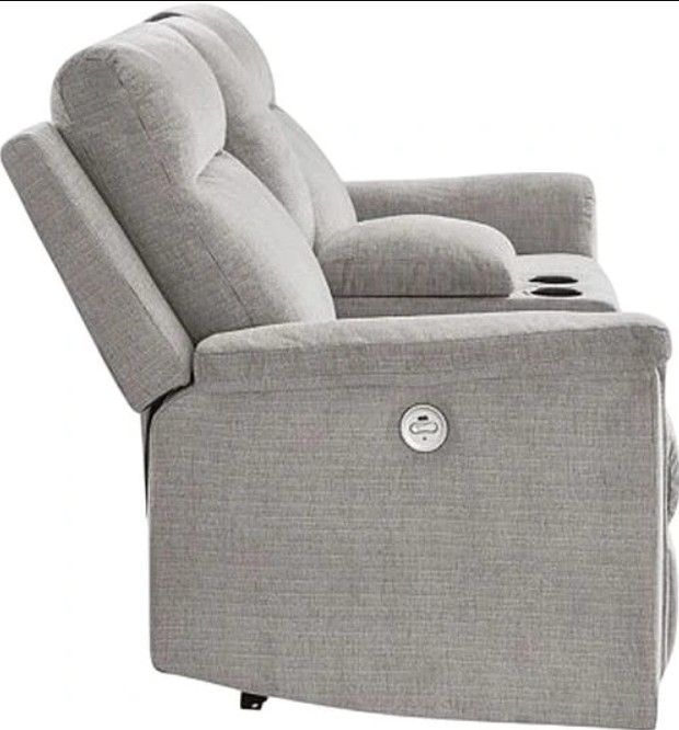 Signature Design by Ashley® Barnsana Ash Power Reclining Loveseat with Console-3