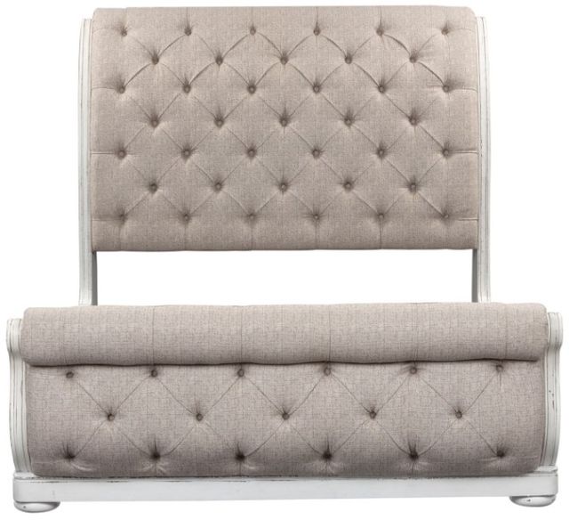 Liberty Furniture Magnolia Manor Antique White/Gray King Upholstered Sleigh Bed-2