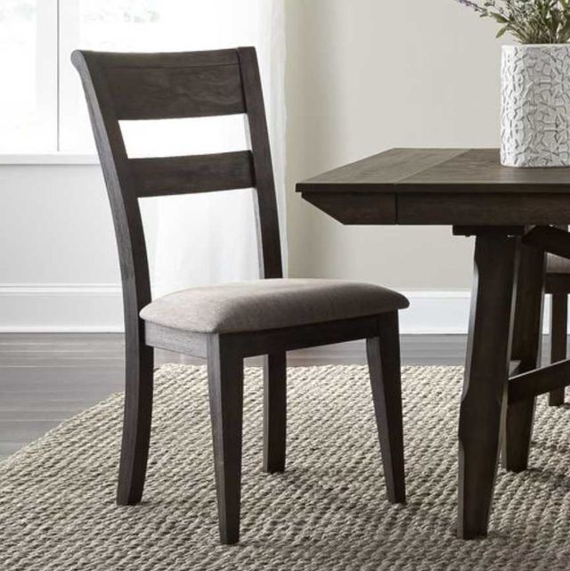 Liberty Furniture Double Bridge Dark Chestnut/Gray Splat Back Side Chair-1