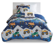 Olliix by Mi Zone Kids Nash Blue Full/Queen Monster Truck Reversible Coverlet Set-1