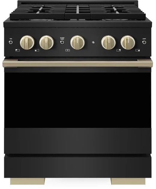 ZLINE Marino 30" Black Stainless Steel Pro Style Gas Range with Champagne Bronze Accents-0