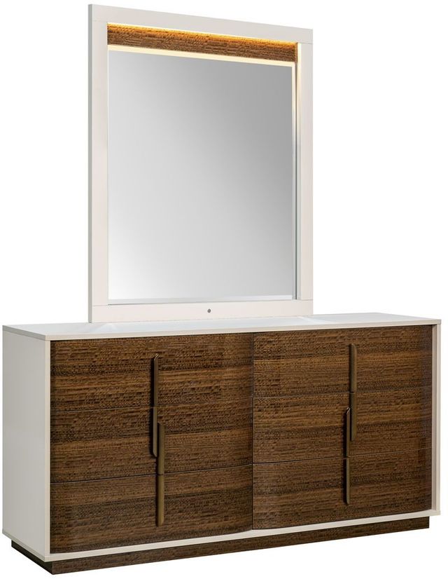 Michael Amini® Pavira Walnut Dresser with Mirror Set-1